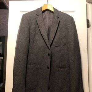 Saks fifth avenue men's gray single vented sport coat jacket blazer size: L